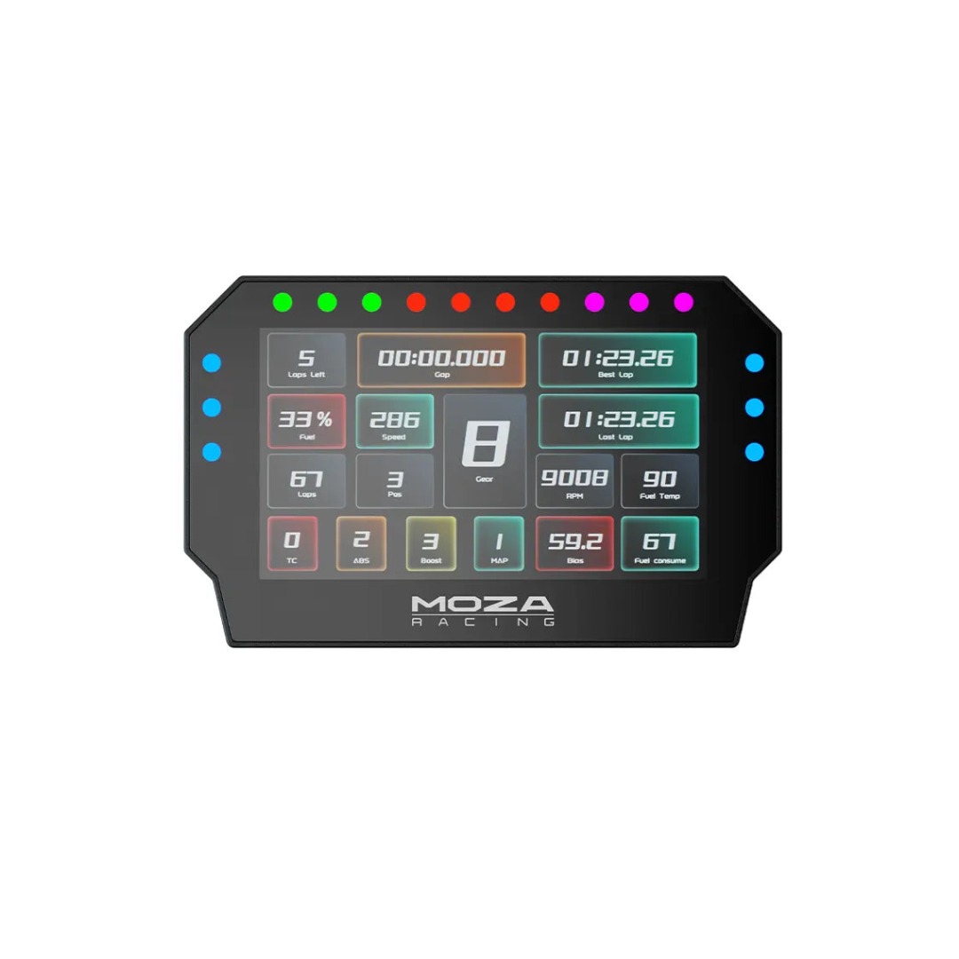 MOZA CM2 Racing Dash – צג מרוצים דיגיטלי 5 אינץ' עם נורות שיפט ודגל