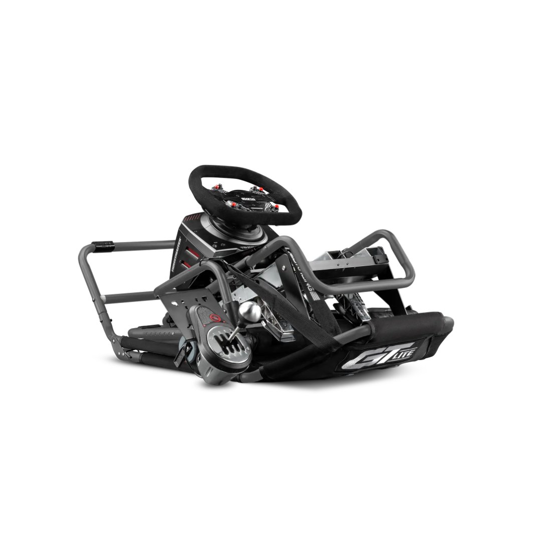 Next Level Racing GTLite Carbon Grey Cockpit – עם הגה ודוושות – מבט מקדימה