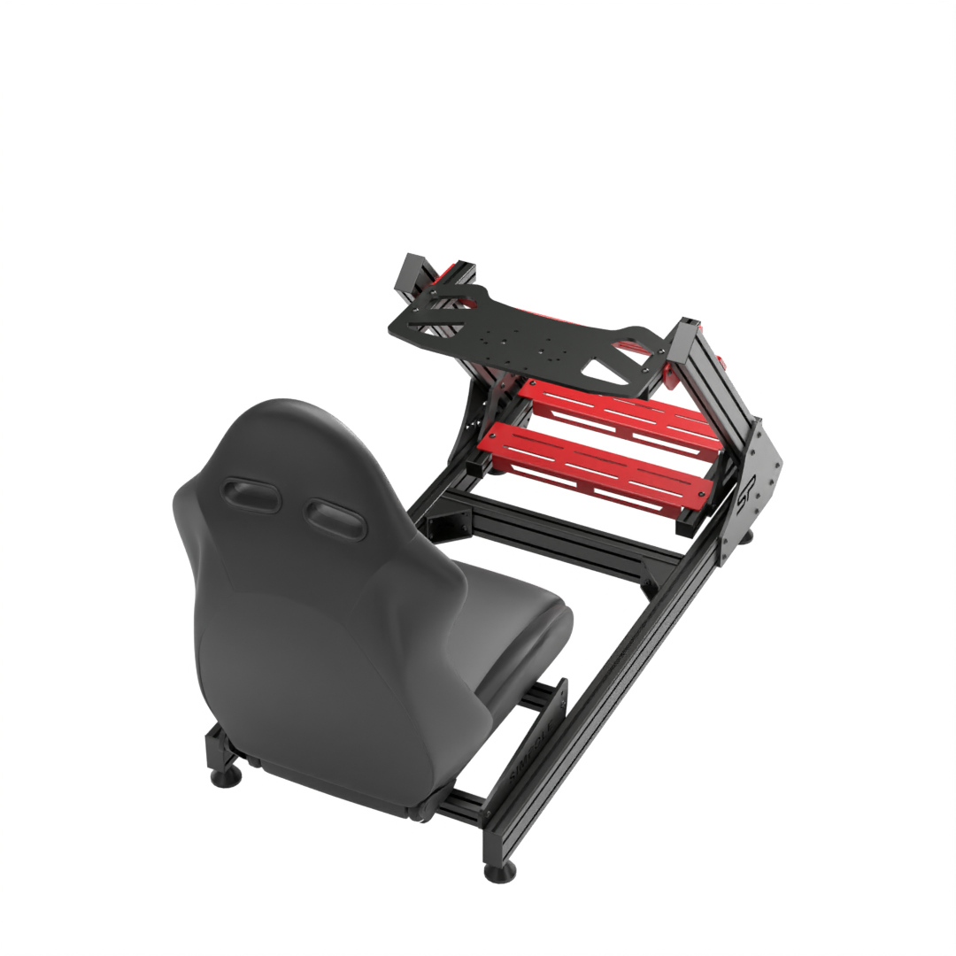 עמדת SimPole GT עם מושב ריקליינר, מבט מלמעלה מאחור